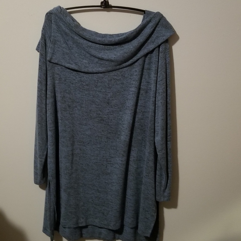 CHICO'S ZENERGY SOFT SWEATER SPLIT COWL BLUE 2